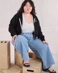 Cropped Zip Hoodie - Basic Black