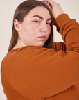 Heavyweight Crew in Burnt Terracotta side shoulder close up on Marielena