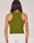 Racerback Tank in Summer Olive back view on Anthony