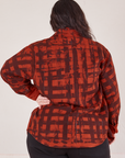 Back view of Plaid Flannel Overshirt in Paprika on Ashley