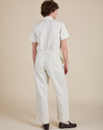 Short Sleeve Jumpsuit in Vintage Tee White back view on Quinn