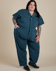 Short Sleeve Jumpsuit in Lagoon on Sam