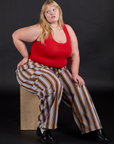 Striped Drop Pocket Pants in Retro Rainbow and mustang red Tank Top worn by Juliet