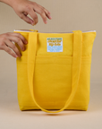 Over-Shoulder Zip Mini Tote in Sunshine Yellow