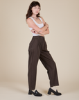 Heavyweight Trousers in Espresso Brown side view on Alex