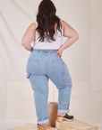 Back view of Carpenter Jeans in Light Wash worn by Ashley