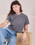 Cropped Burly Tee in Washed Grey worn by Alex