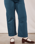 Work Pants in Lagoon pant leg close up on Sydney
