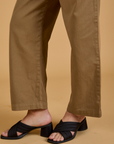 Baggy Mid-Rise Trousers in Desert Brown pant leg close up on Alex
