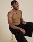 Muscle Tee in Desert Brown worn by Isaac