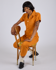 Short Sleeve Jumpsuit - Creamsicle Orange
