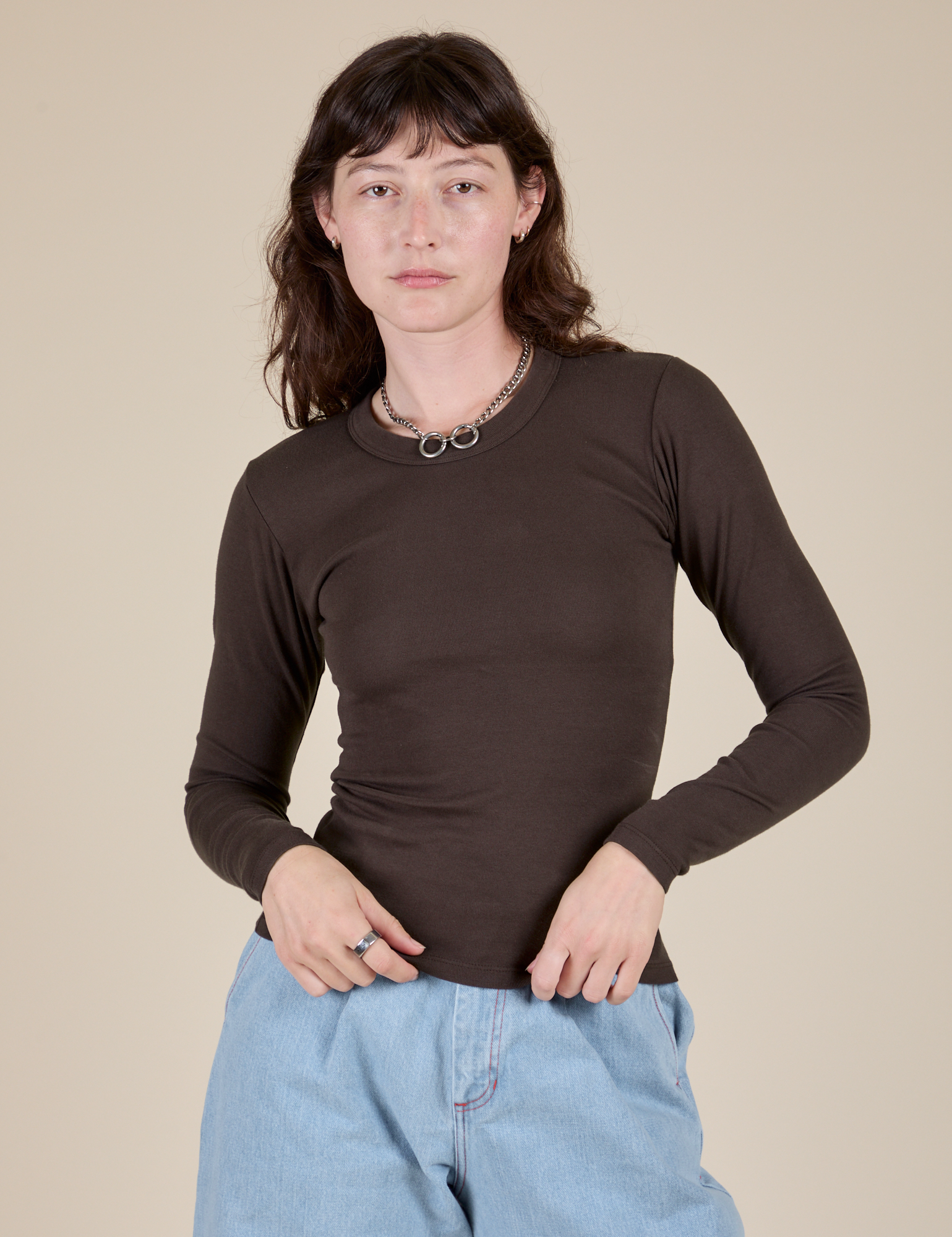 Long Sleeve Baby Tee - Espresso Brown