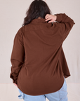 Flannel Overshirt in Fudgesicle Brown back view on Ashley