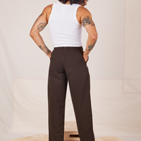 Back view of Heavyweight Trousers in Espresso Brown and vintage off-white Cropped Tank Top