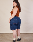 Carpenter Shorts in Dark Wash back view on Ashley