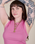 Muscle Tee in Bubblegum Pink close up on Sydney