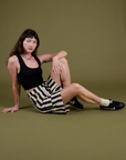 Longline Work Shorts in Natural and black Cropped Tank worn by Alex
