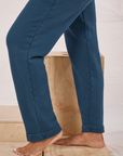 Rolled Cuff Sweat Pants in Lagoon side pant leg close up on Kandia