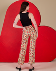 Back view of Work Pants in Hot Stuff Print and black Cropped Tank on Alex