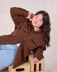 Flannel Overshirt in Fudgesicle Brown worn by Ashley