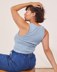 Angled back view of Cropped Tank Top in Periwinkle on Tiara