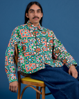 Anthony is wearing Cropped Overshirt in Quilt Print