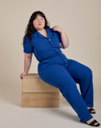 Short Sleeve Jumpsuit in Royal Blue worn by Ashley