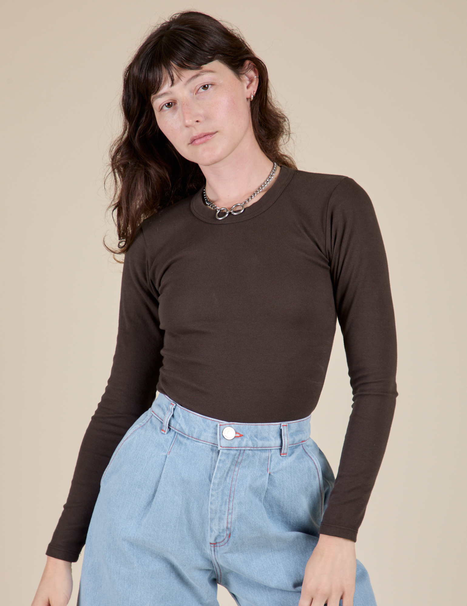 Long Sleeve Baby Tee - Espresso Brown