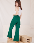 Back view of Bell Bottoms in Hunter Green worn by Hana