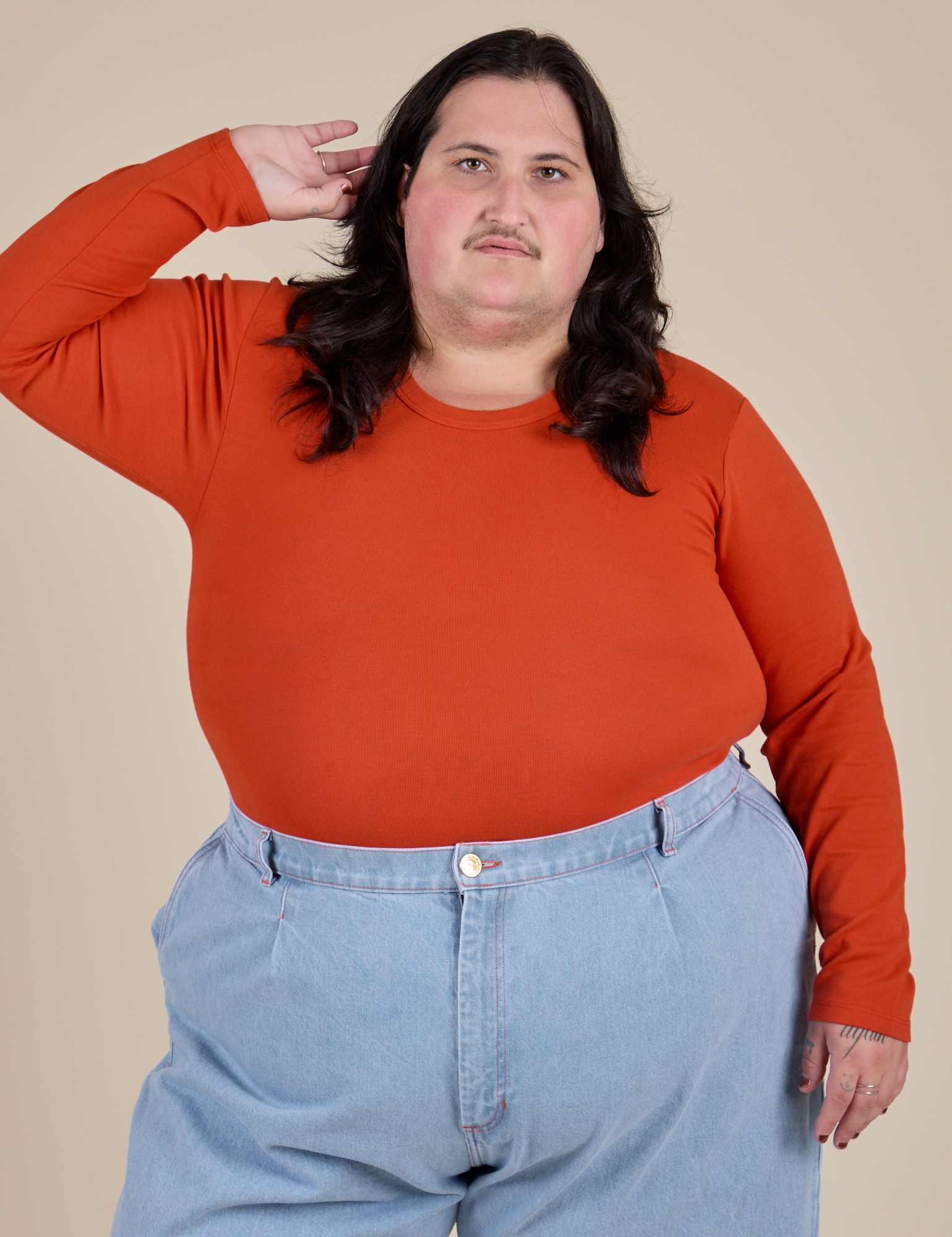 Long Sleeve Baby Tee - Chili Red