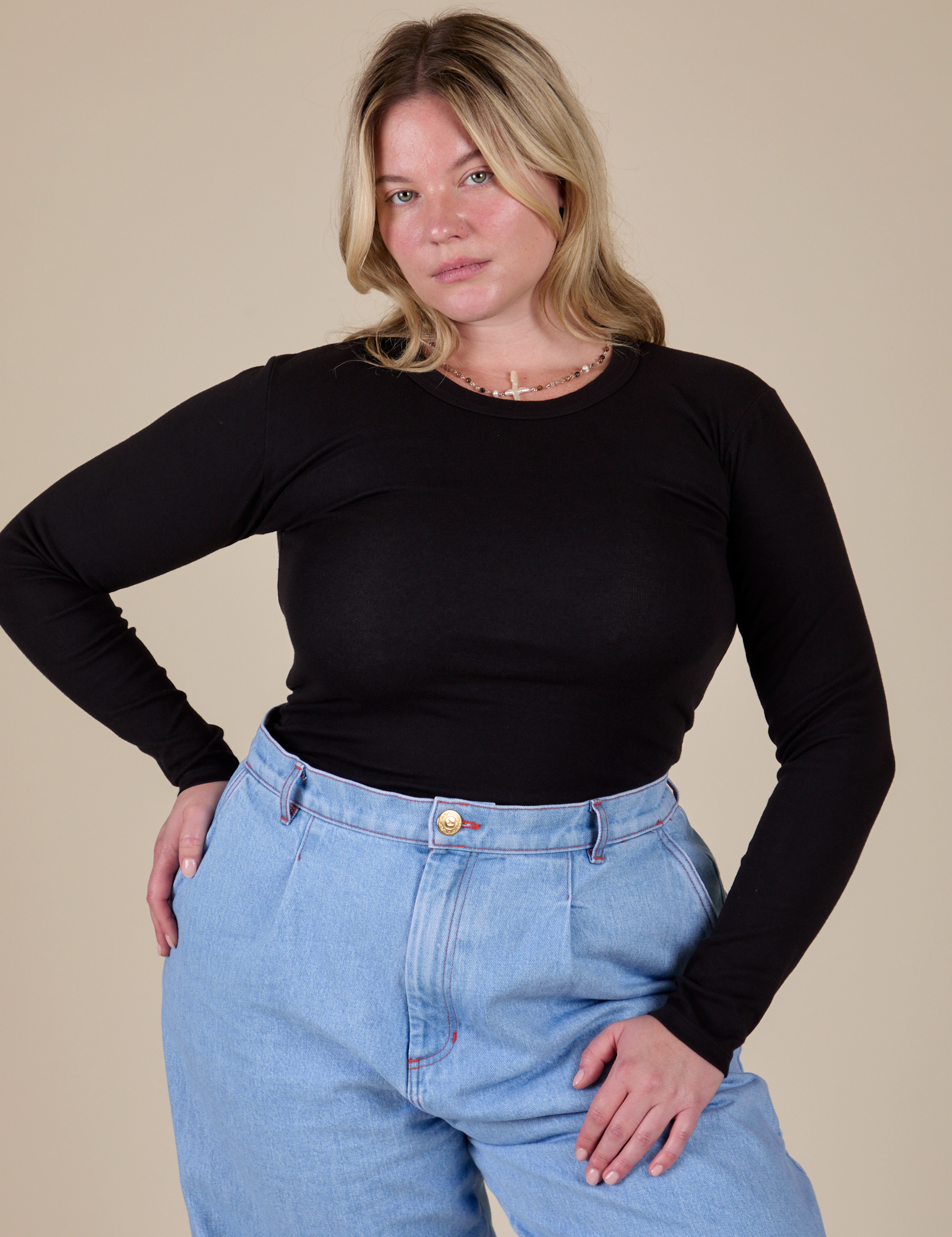 Long Sleeve Baby Tee - Basic Black