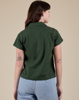 Pantry Button-Up in Swamp Green back view on Alex
