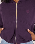Cropped Zip Hoodie in Nebula Purple front close up on Kandia