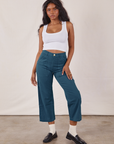 Kandia is 5'4" and wearing XS Petite Work Pants in Lagoon paired with vintage tee off-white Cropped Tank