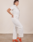 Side view of Short Sleeve Jumpsuit in Vintage Tee Off-White worn by Tiara