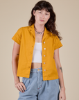 Pantry Button-Up in Mustard Yellow worn by Alex