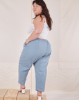 Angled back view of Heavyweight Trousers in Periwinkle on Ashley
