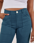 Petite Work Pants in Lagoon front close up on Kandia