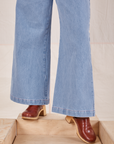 Indigo Wide Leg Trousers in Light Wash pant leg close up on Betty