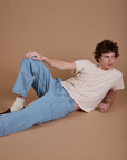 Carpenter Jeans in Light Wash and Organic Vintage Tee in Vintage Tee off-White on Quinn