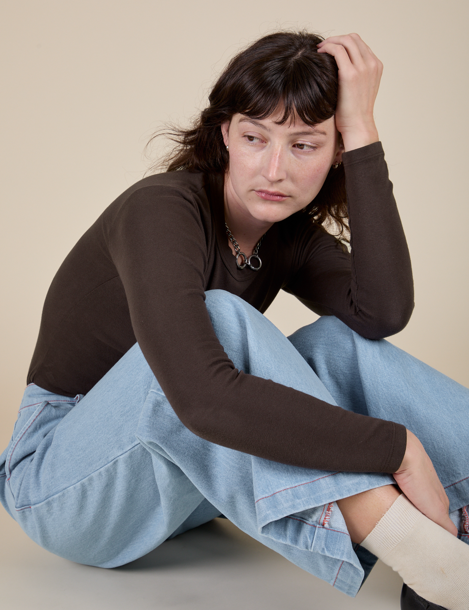 Long Sleeve Baby Tee - Espresso Brown