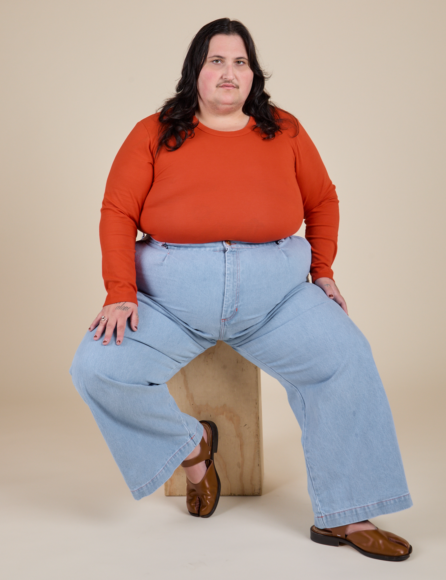 Long Sleeve Baby Tee - Chili Red