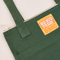 Over-Shoulder Zip Mini Tote in Dark Emerald Green close up