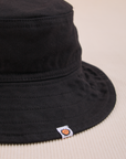 Wide Brim Denim Bucket Hat in Basic Black close up