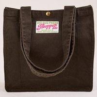 Shopper Tote Bag in Espresso Brown with straps hanging down front of bag