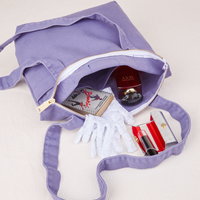 Over-Shoulder Zip Mini Tote in Faded Grape