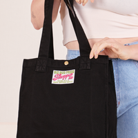 Shopper Tote Bag in black on Allison's arm