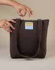 Over-Shoulder Zip Mini Tote in Espresso Brown
