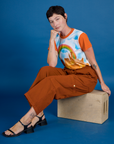 Alex in the the Orange Mesa Airbrush Vintage Tee with the Burnt Terracotta Drop Pocket Pants