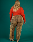 Back view of Juliet wearing the Leopard Work Pant